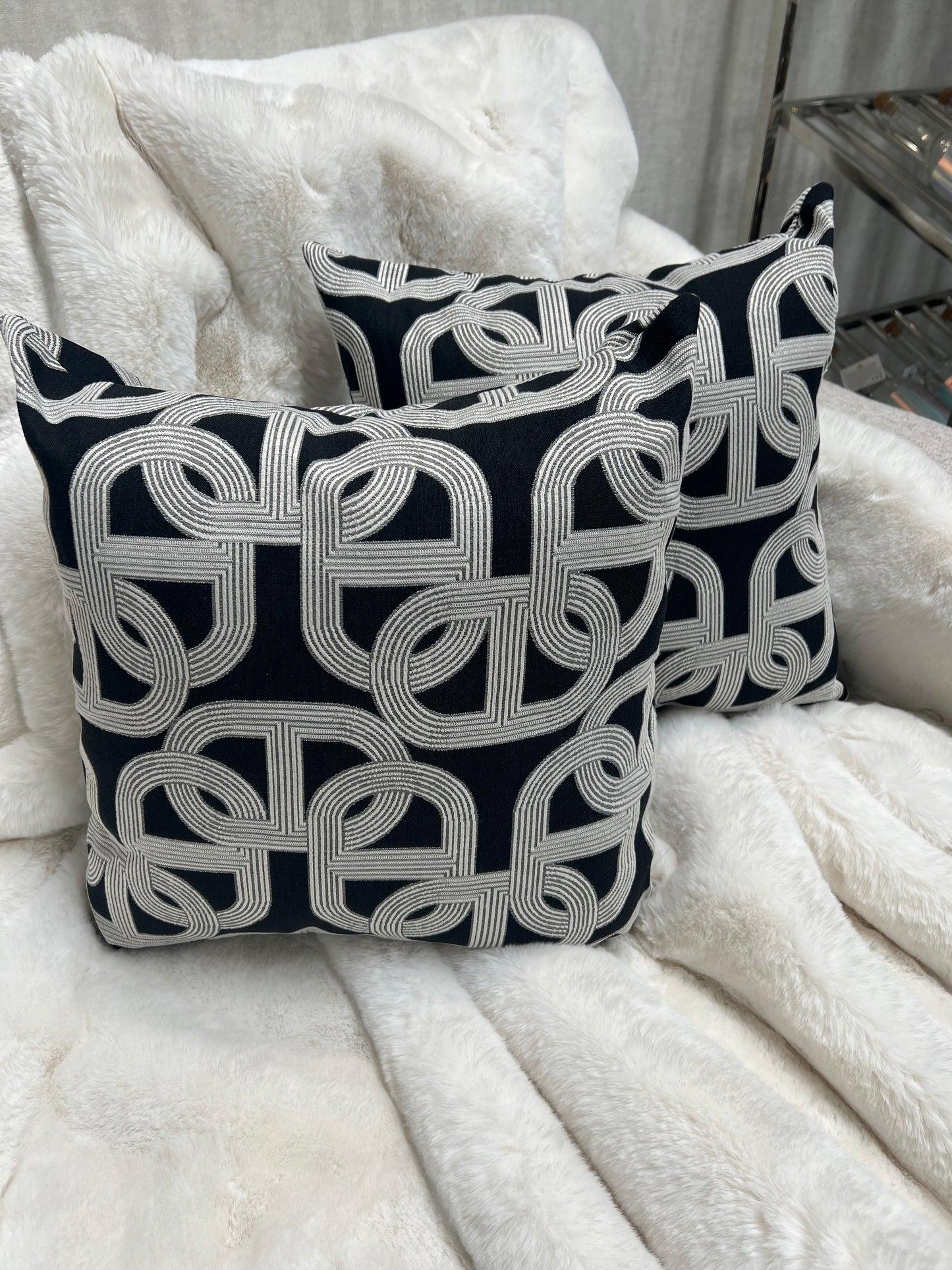 Black and White Link Cushion