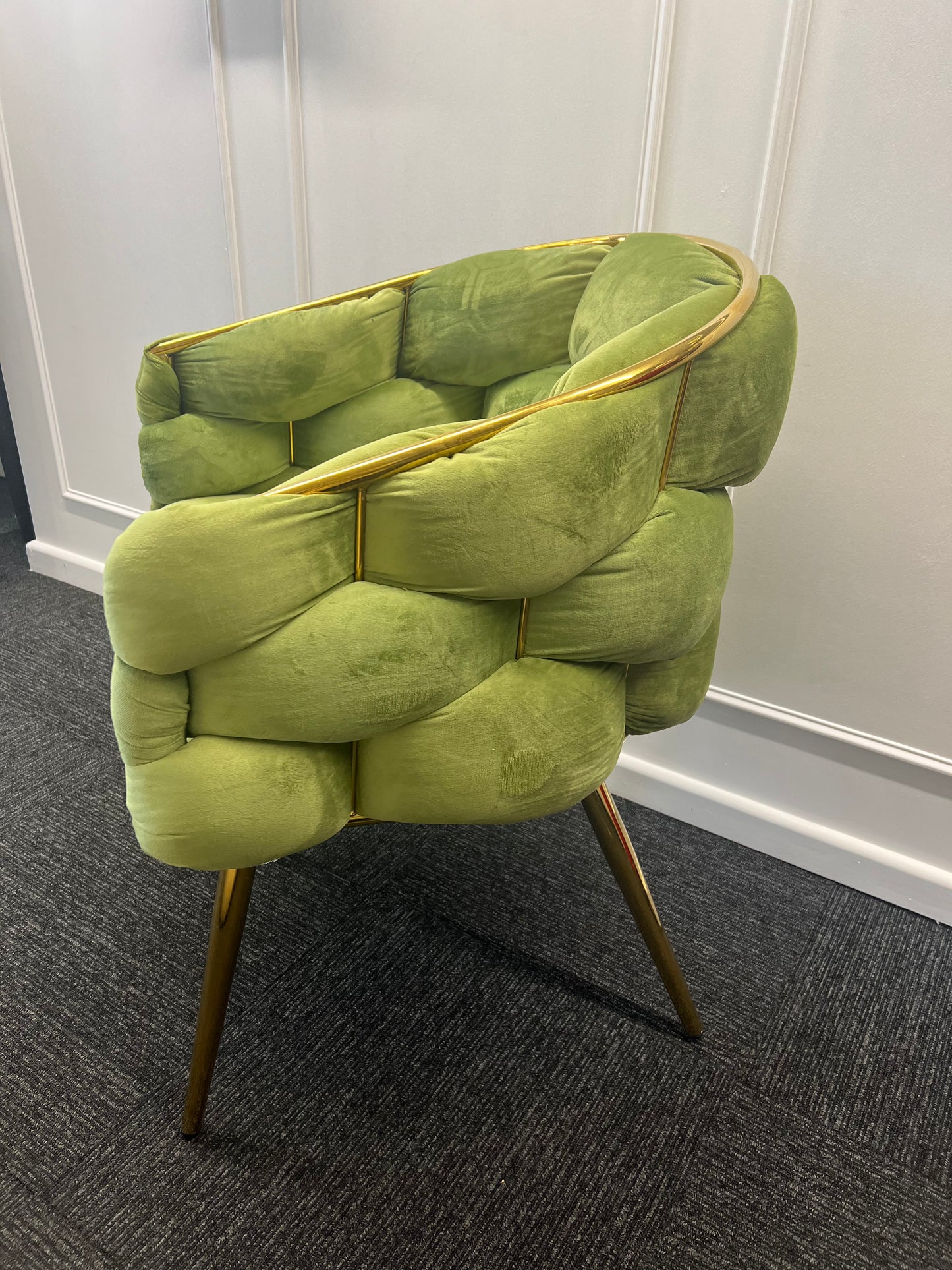 Margaux Green Velvet Chair with Gold Legs