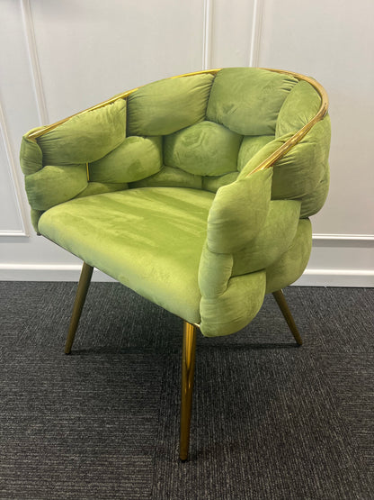 Margaux Green Velvet Chair with Gold Legs