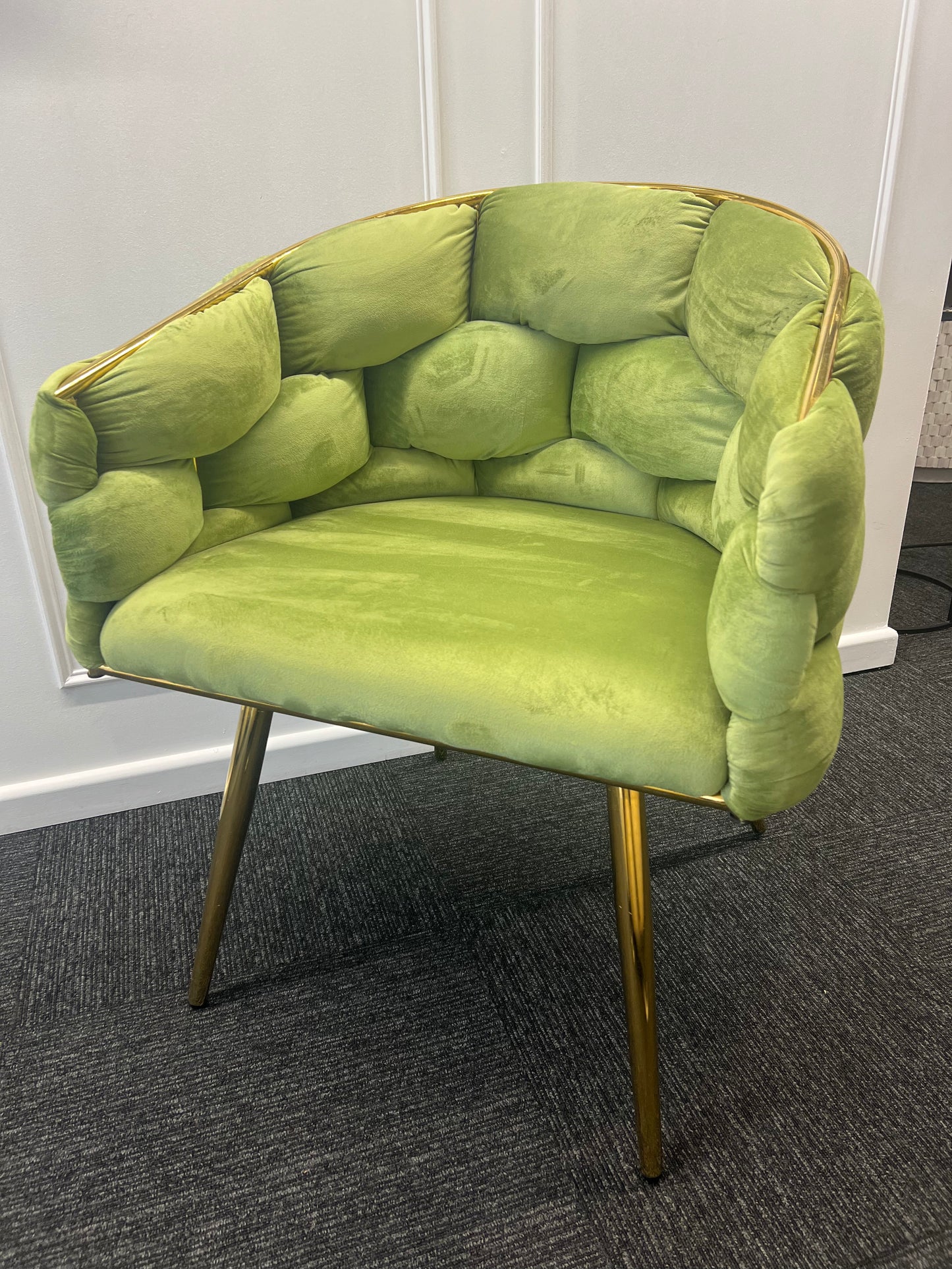 Margaux Green Velvet Chair with Gold Legs