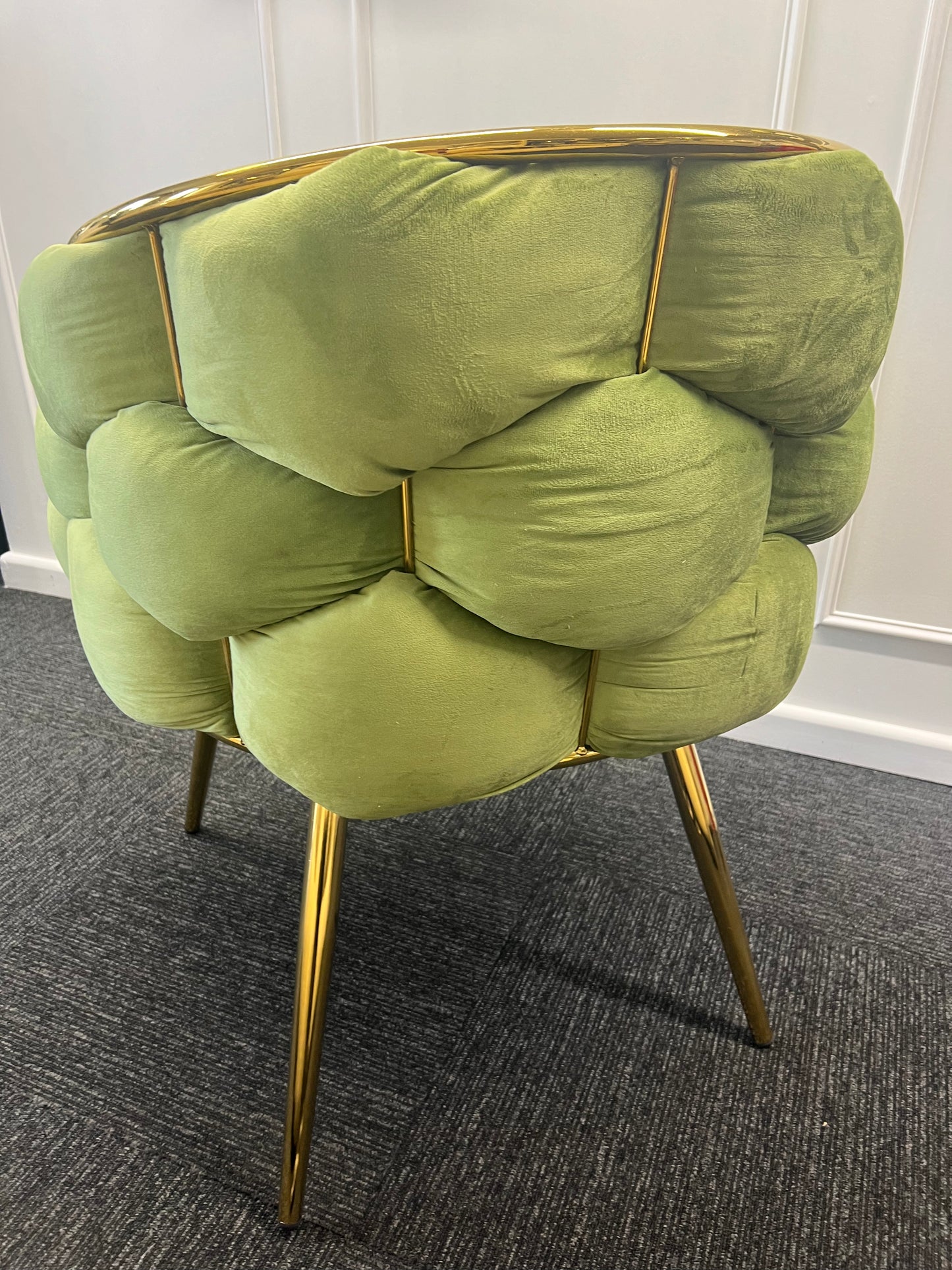 Margaux Green Velvet Chair with Gold Legs