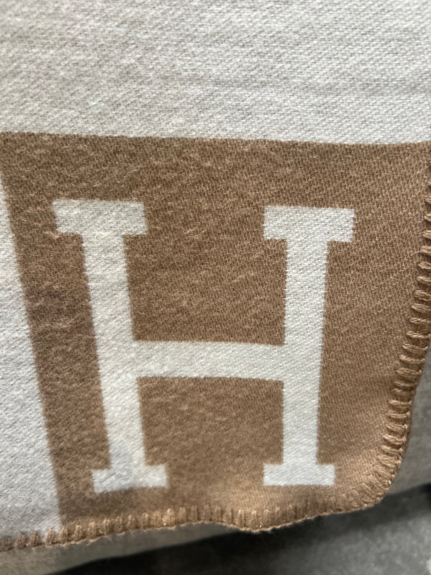 Luxury H Throw, Beige & White