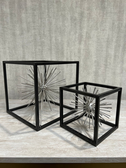 13cm Starburst Cube Black and Silver