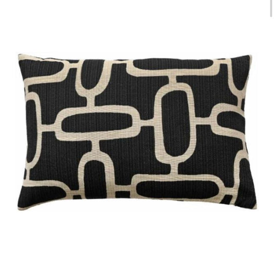 Black and Natural Rectangle Edison Cushion