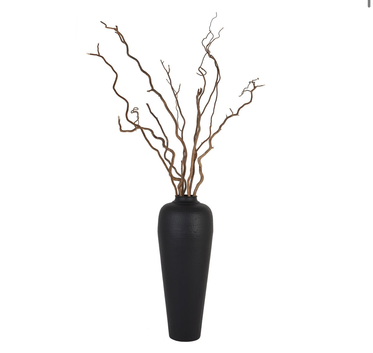 Medium Matte Black Hammered Vase