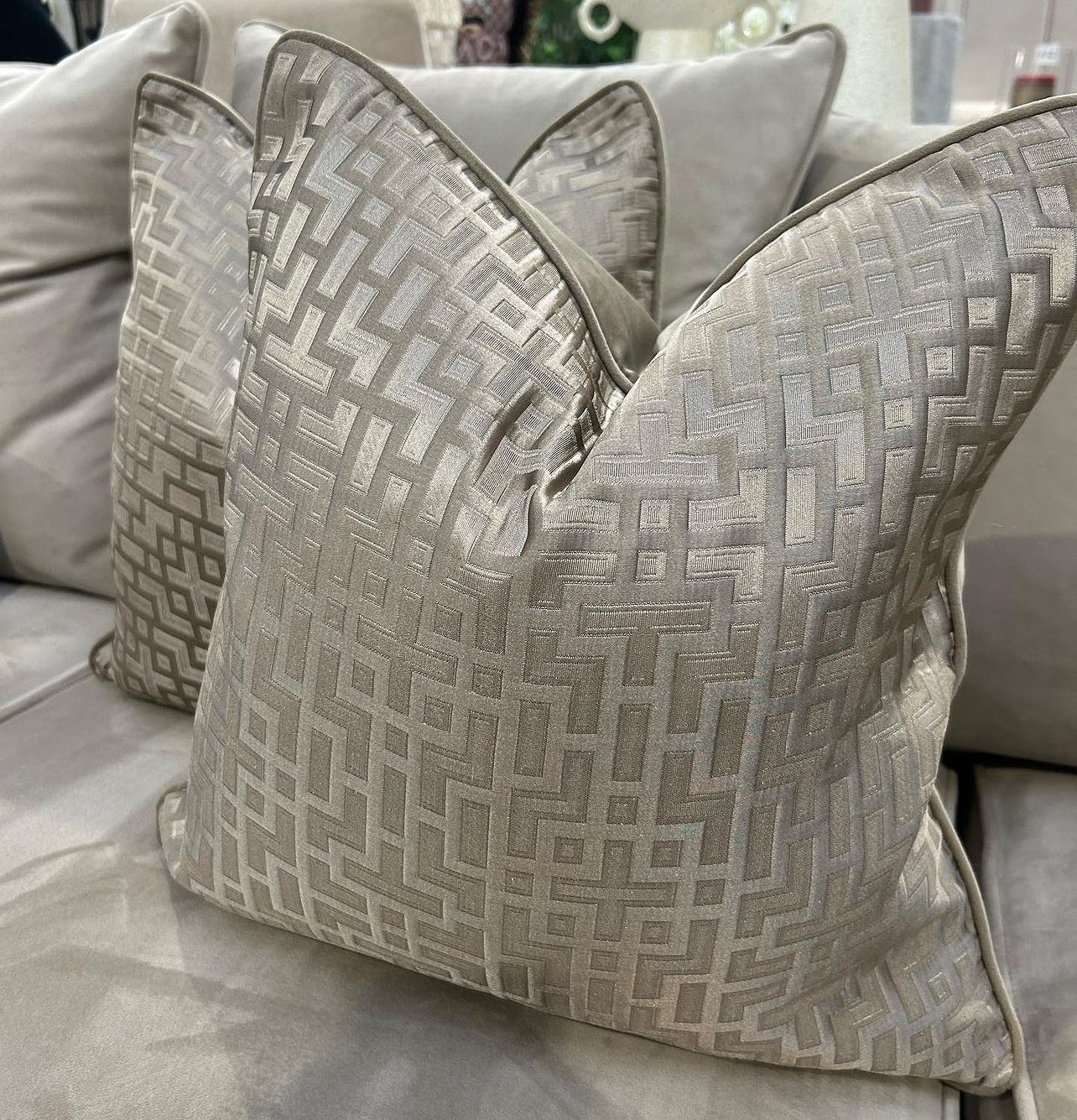 Mocha Geo Cushion 17"