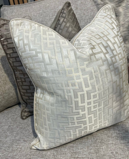 White Geo Cushion 17"