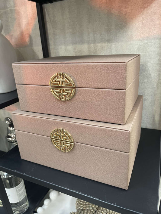 Pink Faux Leather Jewellery Boxes, Set of 2