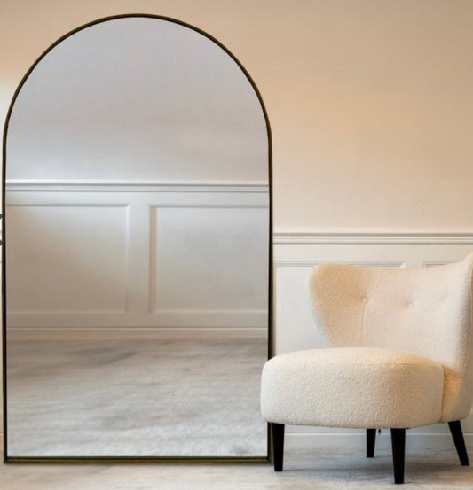 Theo Black Metal Full Length Arched Mirror