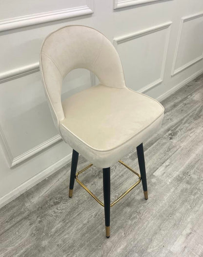 Astra Plush Velour Beige Barstool