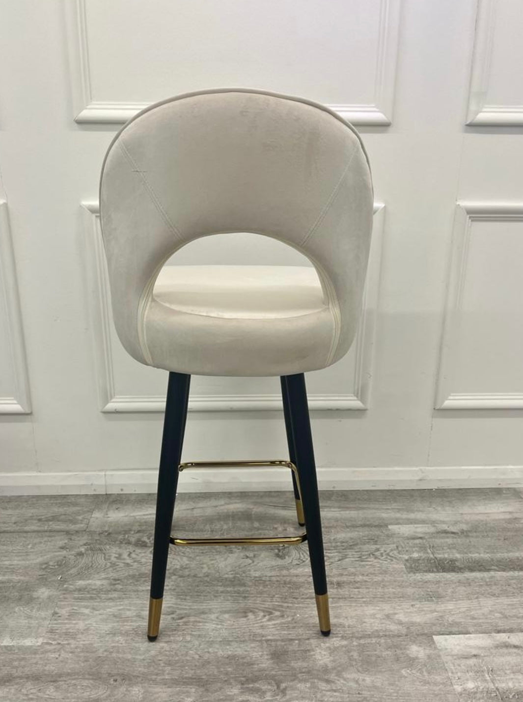 Astra Plush Velour Beige Barstool