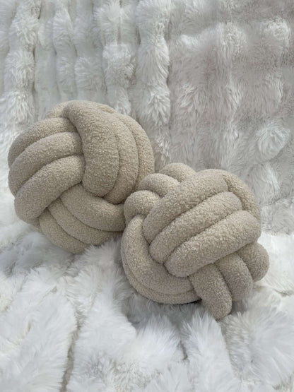 Beige Boucle Knot Pillow