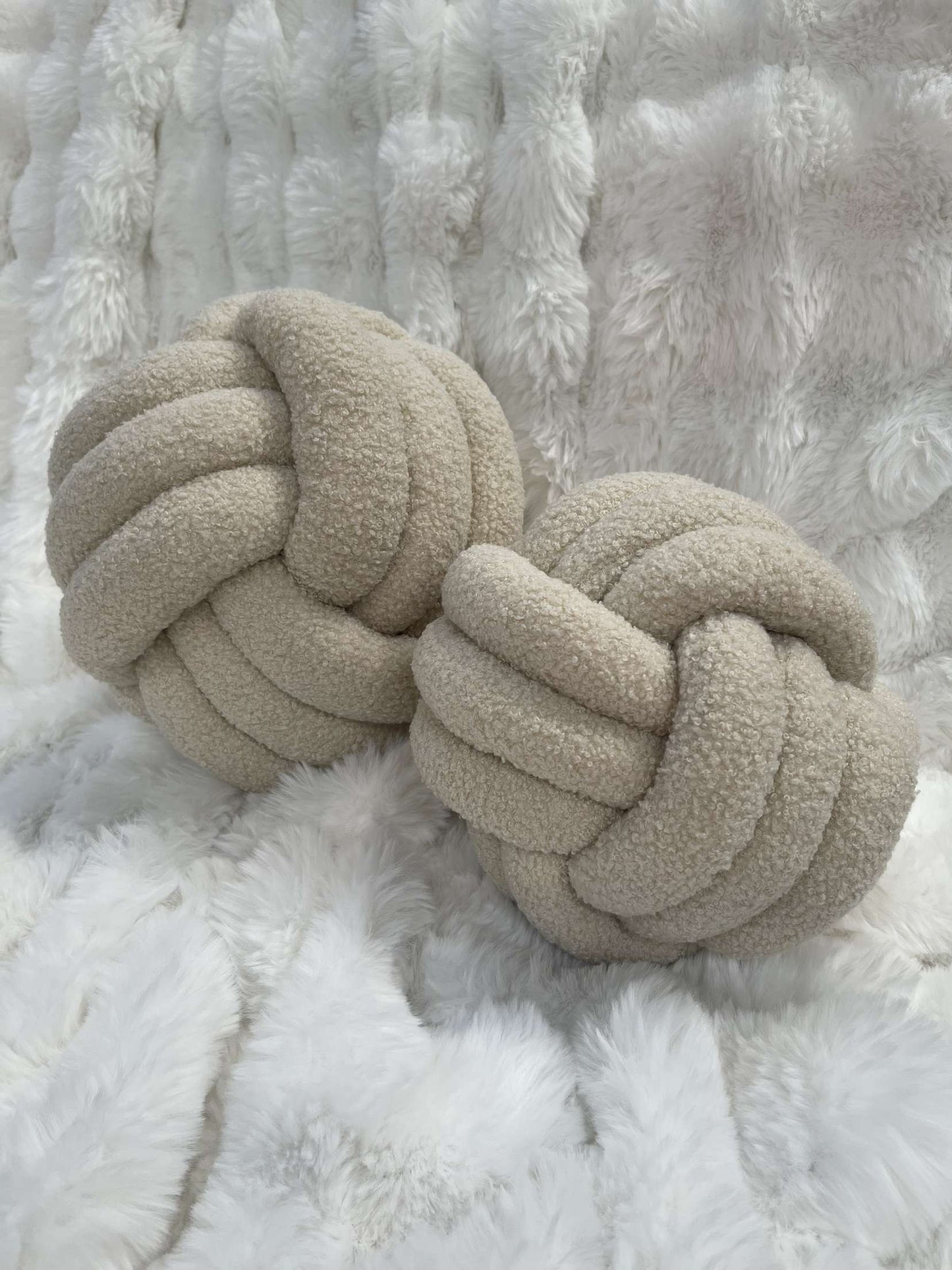 Beige Boucle Knot Pillow