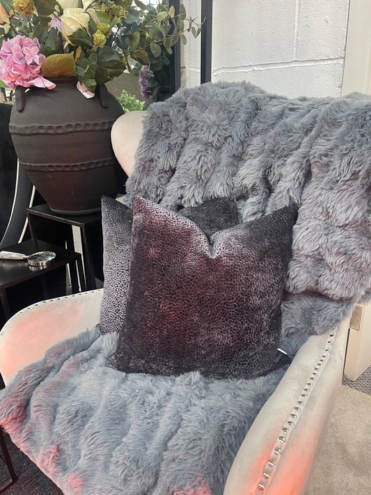 Grey Chunky Ribbed Faux Fur Throw