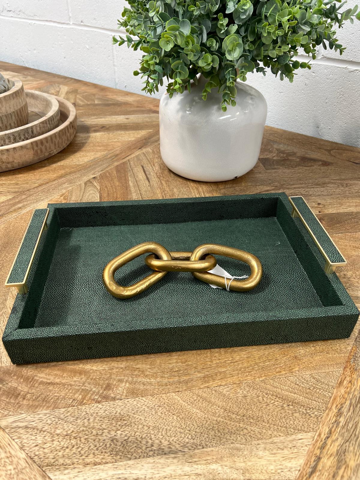 Aprilla Green Faux Leather Tray