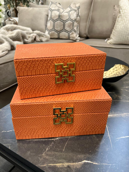 Burnt Orange Faux Leather Boxes