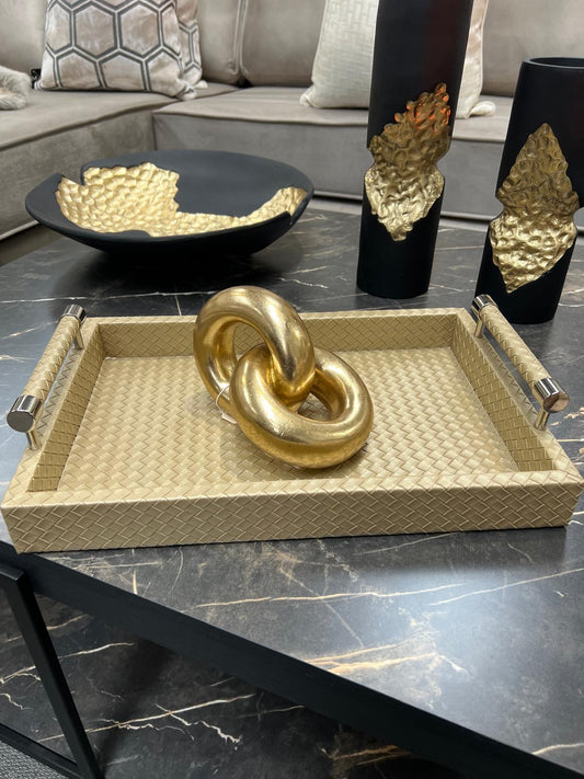 Gold Faux Leather Tray