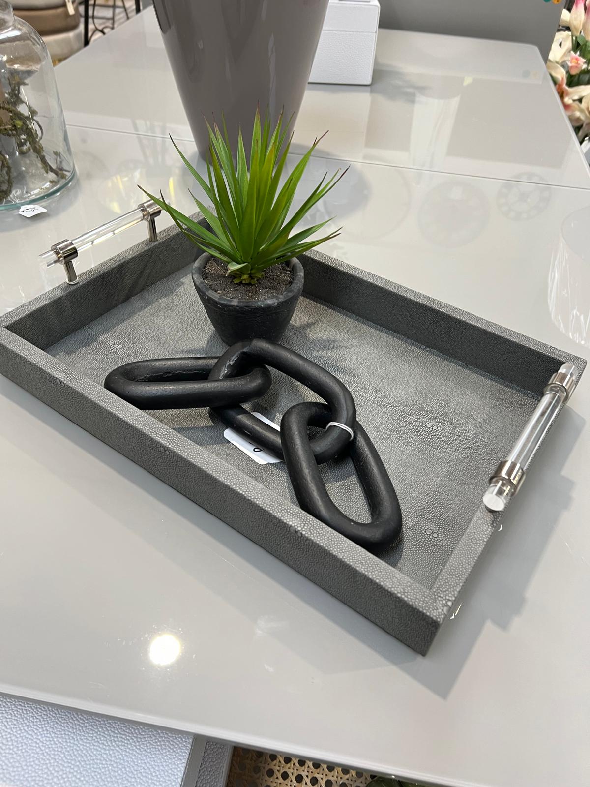 Aprilla Grey Faux Litchi Tray